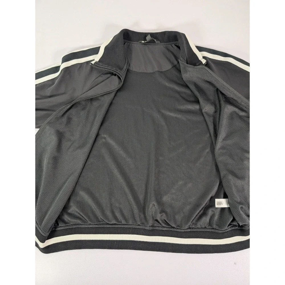 Athleta Black Utility Jacket with White Stripes